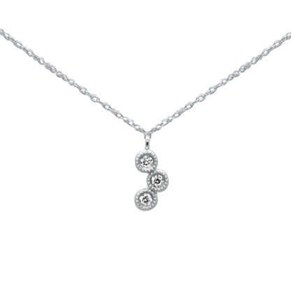 Muse Jewelry .08ct G SI 14K White Gold Bezel Diamond Pendant Necklace 18"Long