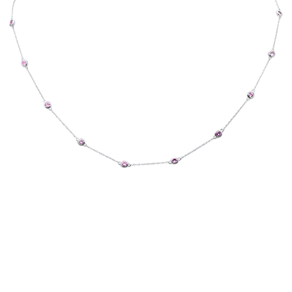 Muse Jewelry 1.35ct G SI 14K White Gold Pink Sapphire by Yard Pendant Necklace 18"Long