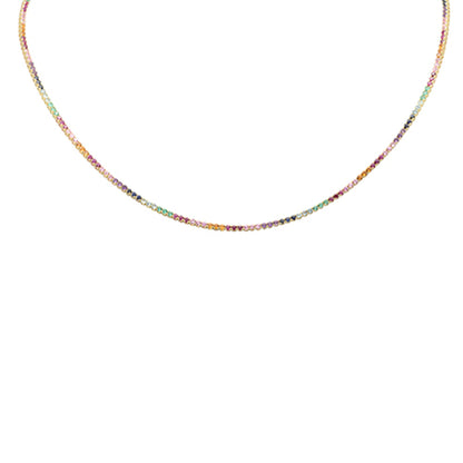 Muse Jewelry 5.56ct G SI 14K Yellow Gold Diamond & Multi Color Gemstone Tennis Necklace 18"Long