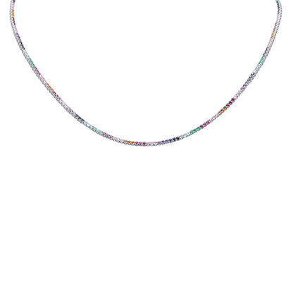 Muse Jewelry 5.60ct G SI 14K White Gold Multi Color Gemstone Tennis Necklace 18"Long