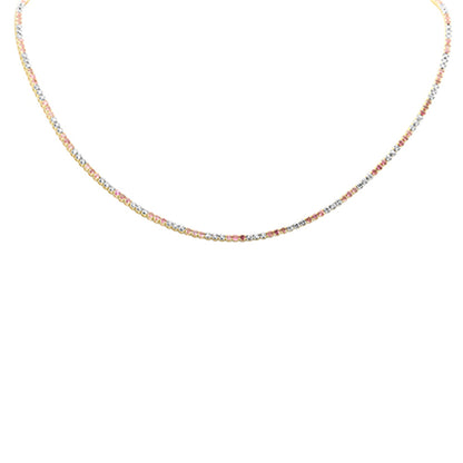 Muse Jewelry 3.95ct G SI 14K Yellow Gold Diamond & Pink Sapphire Tennis Necklace 16+2" Ext