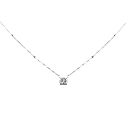 Muse Jewelry .15ct G SI 14K White Gold Diamond & Aquamarine Pendant Necklace 18"Long