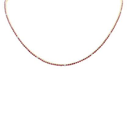 Muse Jewelry 4.31ct G SI 14K Yellow Gold Diamond & Ruby Tennis Necklace 14+2"Long