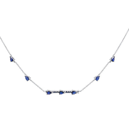 Muse Jewelry 1.65ct G SI 14K White Gold Blue Sapphire Pendant Necklace 16+2" Ext