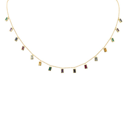 Muse Jewelry 1.91ct G SI 14K Yellow Gold Multi Color Gemstone Necklace 16+2" Ext