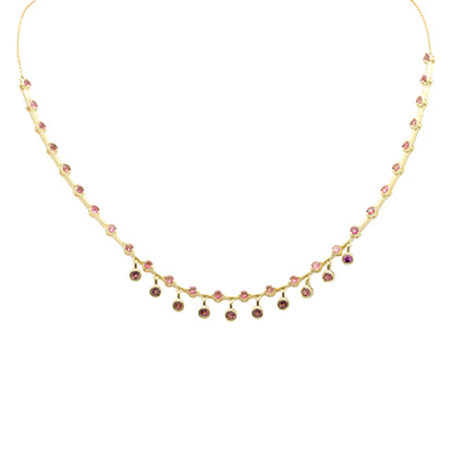 Muse Jewelry 2.21ct G SI 14K Yellow Gold Pink Tourmaline Dangling Pendant Necklace 16+2" Ext