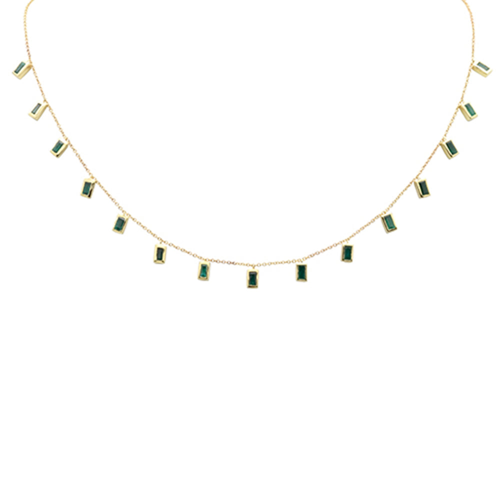 Muse Jewelry 1.74ct G SI 14K Yellow Gold Emerald Dangling Gemstone Necklace 16+2" Ext