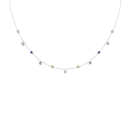 Muse Jewelry .47ct G SI 14K White Gold Multi Color Gemstone Necklace 16 + 2" Ext