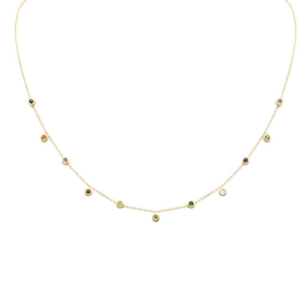 Muse Jewelry .29ct G SI 14K Yellow Gold Multi Color Gemstone Necklace 16+2" Ext