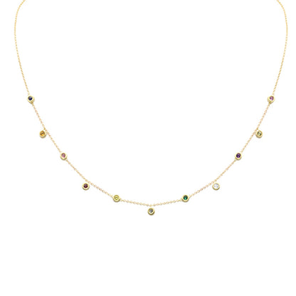 Muse Jewelry .29ct G SI 14K Yellow Gold Multi Color Gemstone Necklace 16+2" Ext