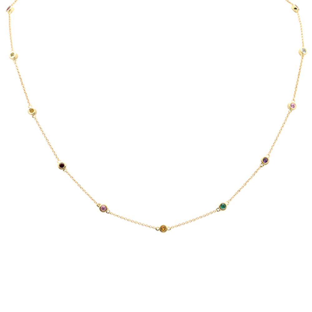 Muse Jewelry .53ct G SI 14K Yellow Gold Multi Color Gemstone Necklace 16+2"Long