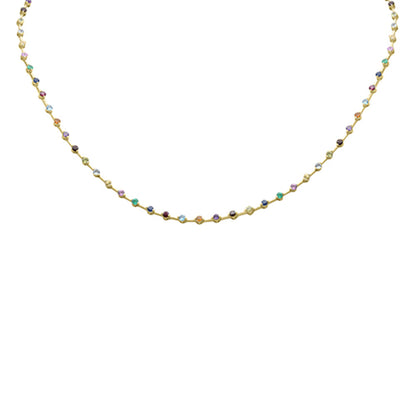 Muse Jewelry 3.59ct G SI 14K Yellow Gold Multi Color Gemstone Necklace 16"Long