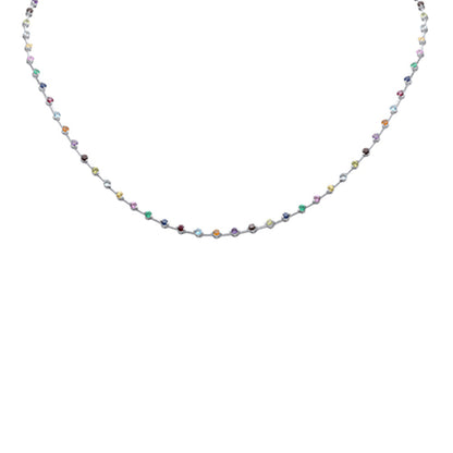 Muse Jewelry 3.58ct G SI 14K White Gold Multi Color Gemstone Necklace 16"Long