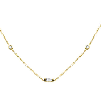 Muse Jewelry .13ct G SI 14K Yellow Gold Baguette Diamond Pendant Necklace 16" + 2" Ext