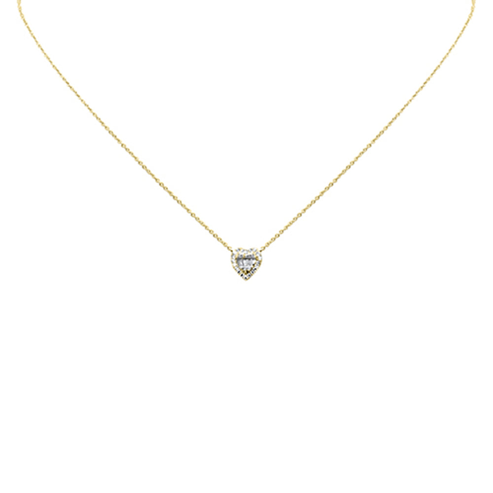 Muse Jewelry .18ct G SI 14K Yellow Gold Diamond Heart Shaped Pendant Necklace 16" + 2" Ext