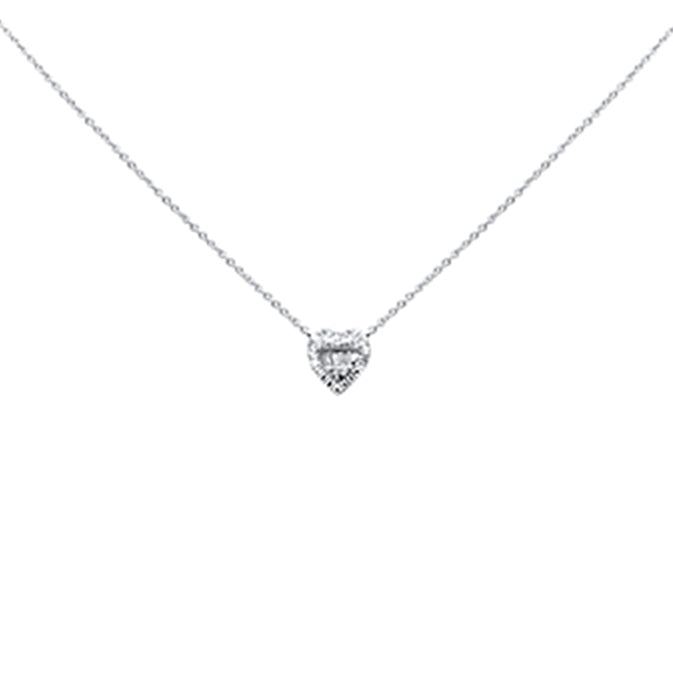 Muse Jewelry .18ct G SI 14K White Gold Diamond Heart Shaped Pendant Necklace 16" + 2" Ext