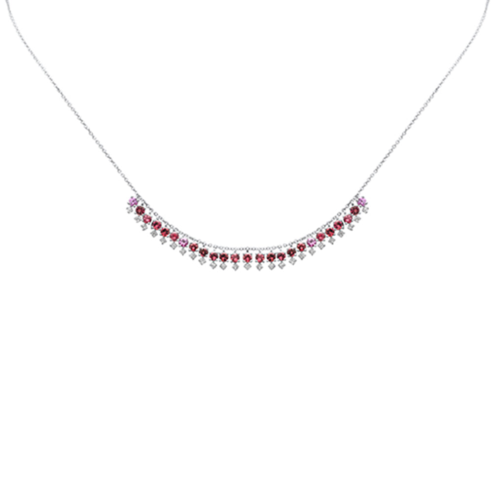 Muse Jewelry 1.96ct G SI 14K White Gold Diamond & Pink Tourmaline Dangling Necklace 16" + 2" Ext