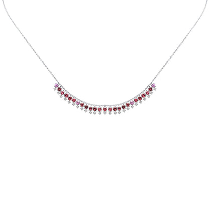 Muse Jewelry 1.96ct G SI 14K White Gold Diamond & Pink Tourmaline Dangling Necklace 16" + 2" Ext