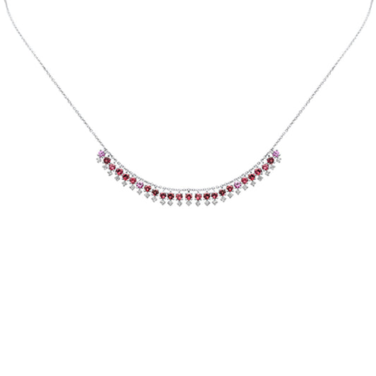 Muse Jewelry 1.96ct G SI 14K White Gold Diamond & Pink Tourmaline Dangling Necklace 16" + 2" Ext