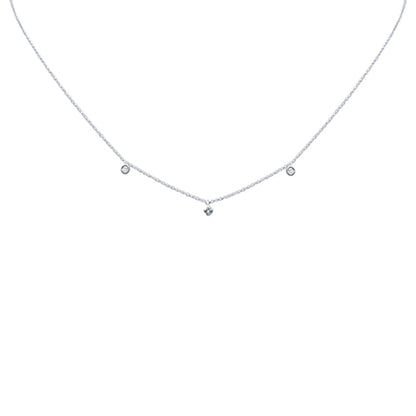 Muse Jewelry .08ct G SI 14K White Gold Diamond Aquamarine Gemstone Necklace 16" + 2" Ext