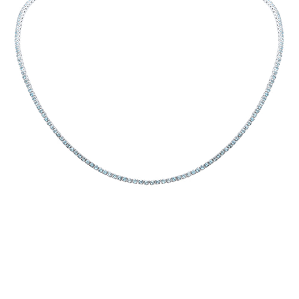 Muse Jewelry 4.08ct G SI 14K White Gold Diamond Aquamarine Tennis Bracelet 12+4" Ext