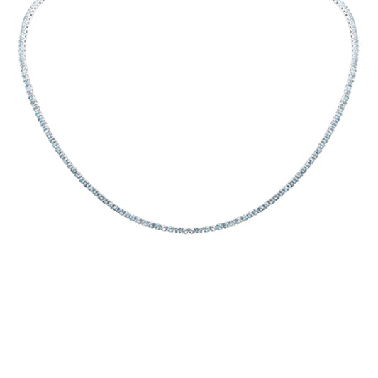 Muse Jewelry 4.08ct G SI 14K White Gold Diamond Aquamarine Tennis Bracelet 12+4" Ext