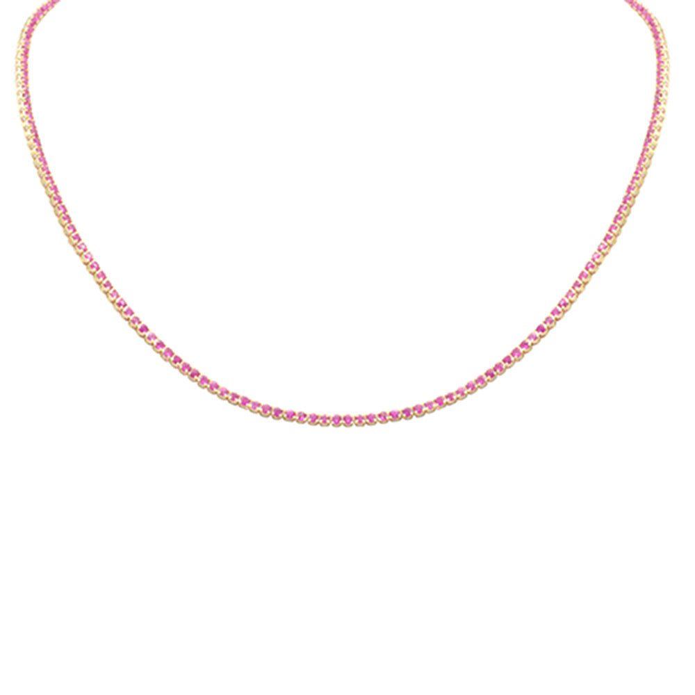 Muse Jewelry 5.01ct G SI 14K Yellow Gold Ruby Tennis Necklace 12+2" Ext