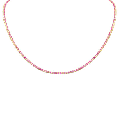 Muse Jewelry 5.01ct G SI 14K Yellow Gold Ruby Tennis Necklace 12+2" Ext