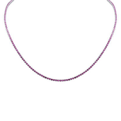 Muse Jewelry 4.44ct G SI 14K White Gold Ruby Gemstone Tennis Necklace 12+4" Ext