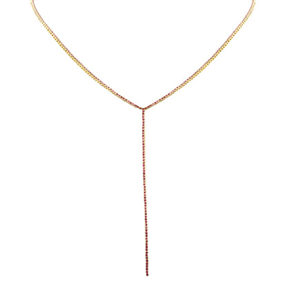 Muse Jewelry 3.42ct G SI 14K Yellow Gold Ruby Y Lariat Tennis Necklace 14+4" Ext