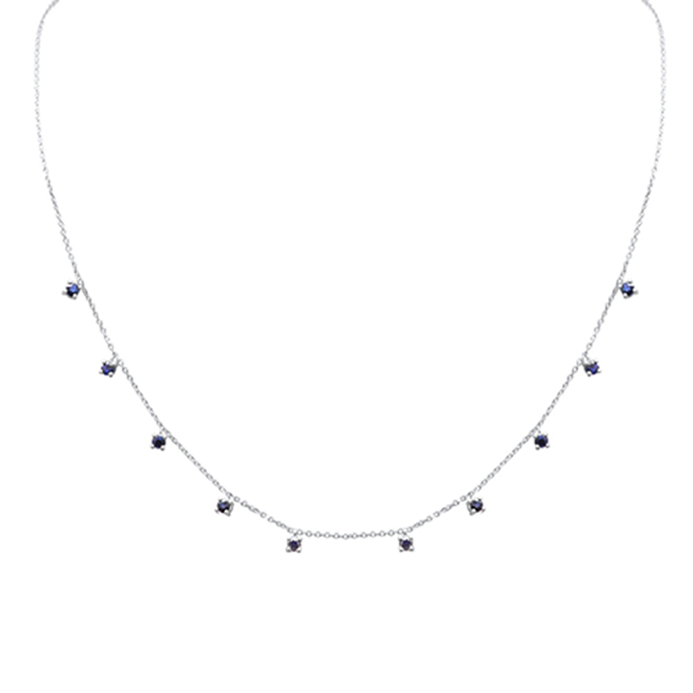 Muse Jewelry .93ct G SI 14K White Gold Blue Sapphire Necklace 16+2" Ext