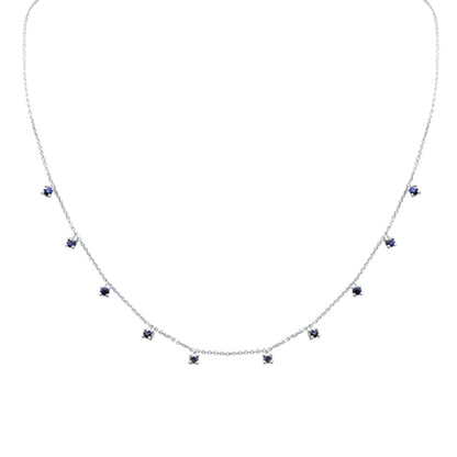 Muse Jewelry .93ct G SI 14K White Gold Blue Sapphire Necklace 16+2" Ext