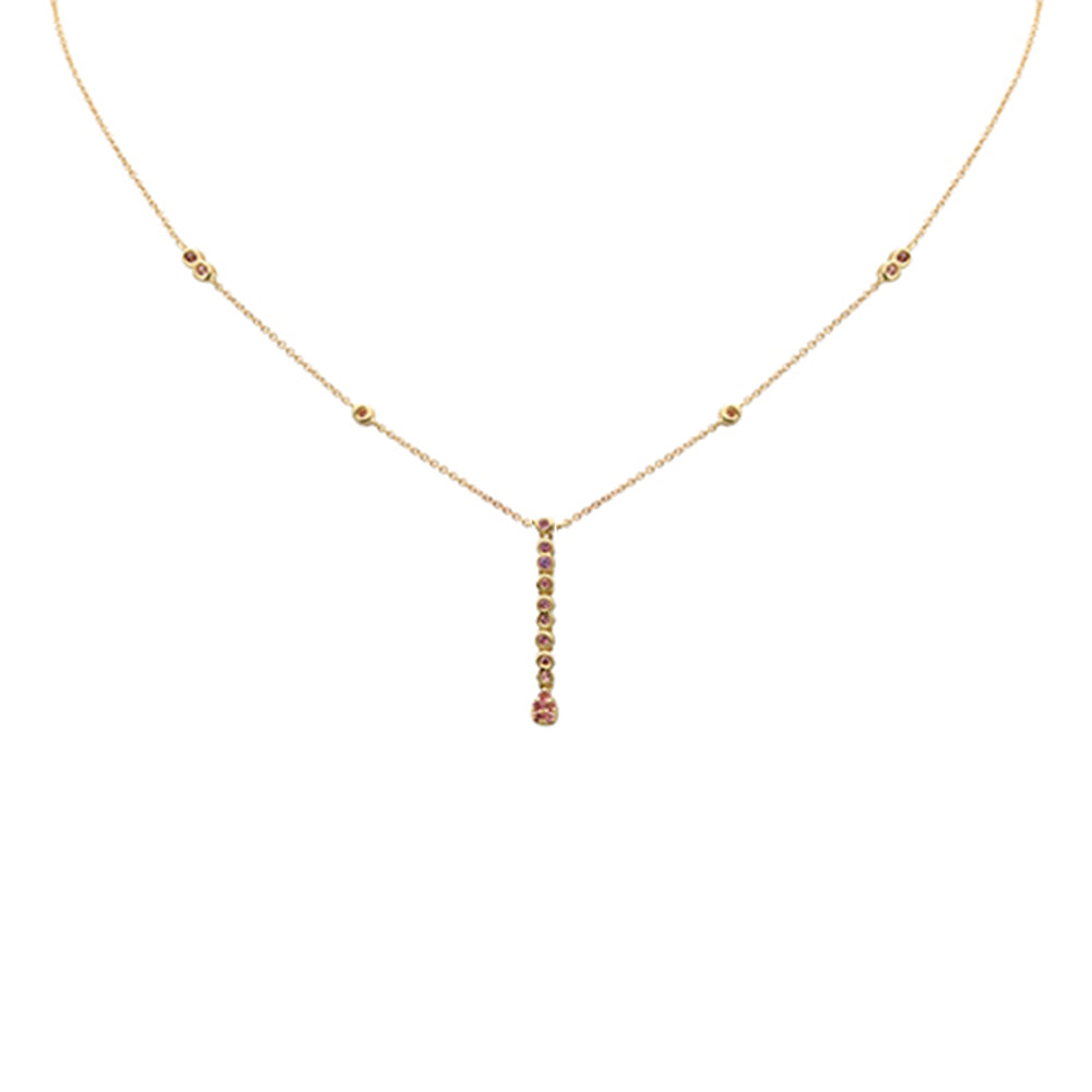 Muse Jewelry .20ct G SI 14K Yellow Gold Pink Sapphire Drop Necklace 16+2" Ext