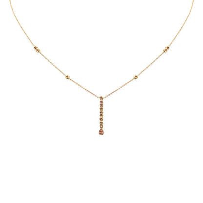 Muse Jewelry .20ct G SI 14K Yellow Gold Pink Sapphire Drop Necklace 16+2" Ext