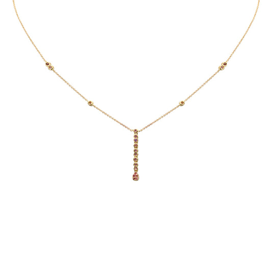 Muse Jewelry .20ct G SI 14K Yellow Gold Pink Sapphire Drop Necklace 16+2" Ext