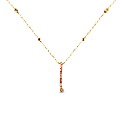 Muse Jewelry .20ct G SI 14K Yellow Gold Pink Sapphire Drop Necklace 16+2" Ext