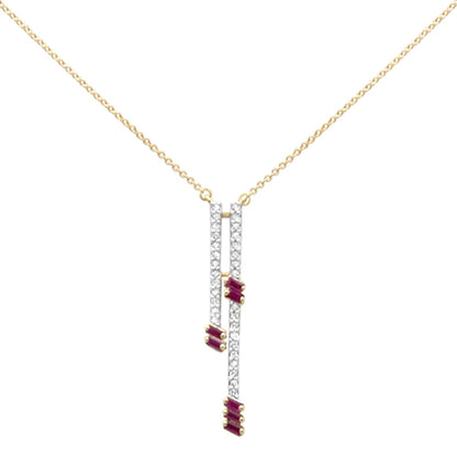 Muse Jewelry .70ct G SI 14K Yellow Gold Diamond & Ruby Drop Pendant Necklace 18" Ext