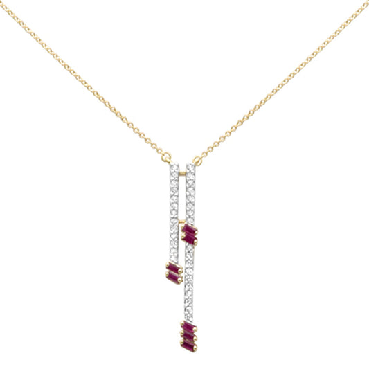 Muse Jewelry .70ct G SI 14K Yellow Gold Diamond & Ruby Drop Pendant Necklace 18" Ext