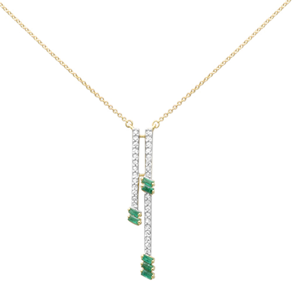 Muse Jewelry .57ct G SI 14K Yellow Gold Diamond & Emerald Drop Pendant Necklace 18" Ext