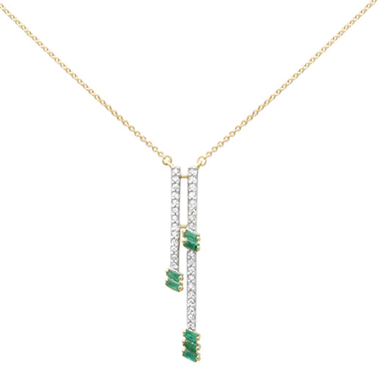 Muse Jewelry .57ct G SI 14K Yellow Gold Diamond & Emerald Drop Pendant Necklace 18" Ext