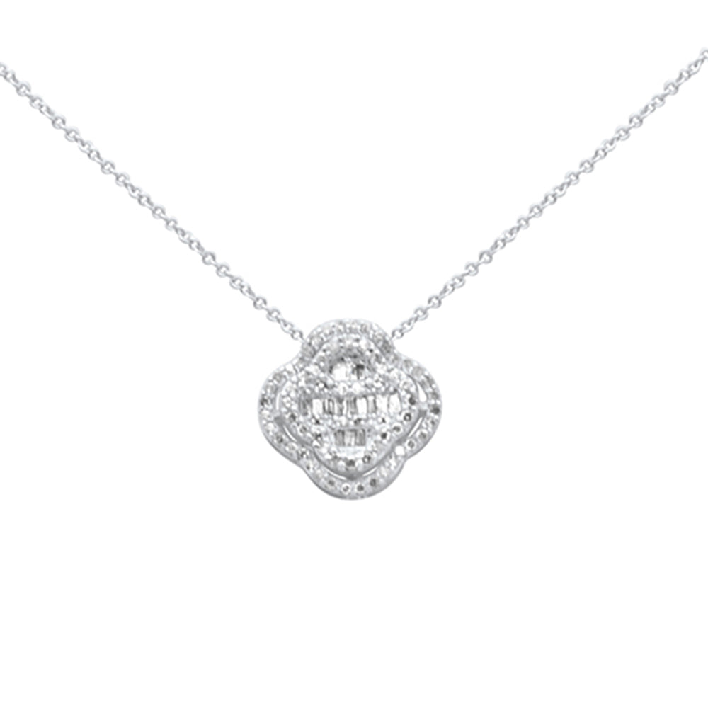 Muse Jewelry .42ct G SI 14K White Gold Diamond Flower Pendant Necklace 18" Long