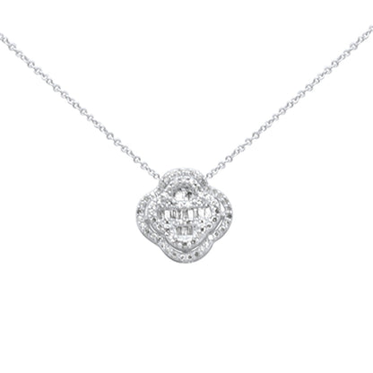 Muse Jewelry .42ct G SI 14K White Gold Diamond Flower Pendant Necklace 18" Long