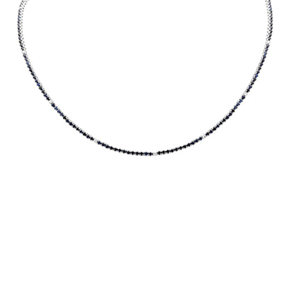 Muse Jewelry 3.84ct G SI 14K White Gold Diamond & Blue Sapphire Tennis Necklace 14+2" Ext