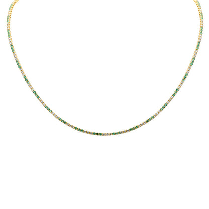 Muse Jewelry 4.06ct G SI 14K Yellow Gold Diamond & Emerald Tennis Necklace 16+2" Ext