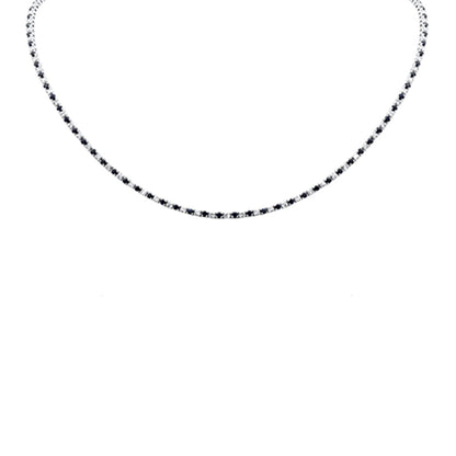 Muse Jewelry 3.98ct G SI 14K White Gold Diamond & Blue Sapphire Tennis Necklace 14+4" Ext