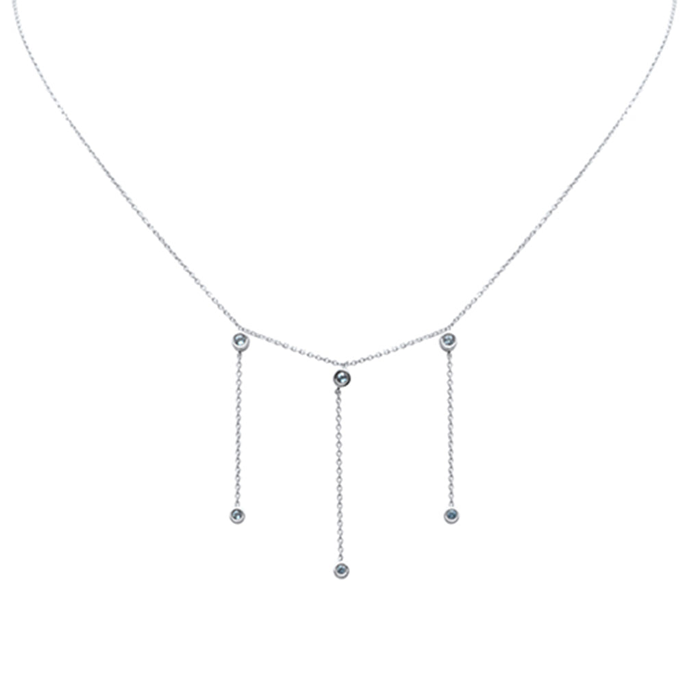 Muse Jewelry .17ct G SI 14K White Gold Aquamarine Dangling Necklace 16+2" Ext