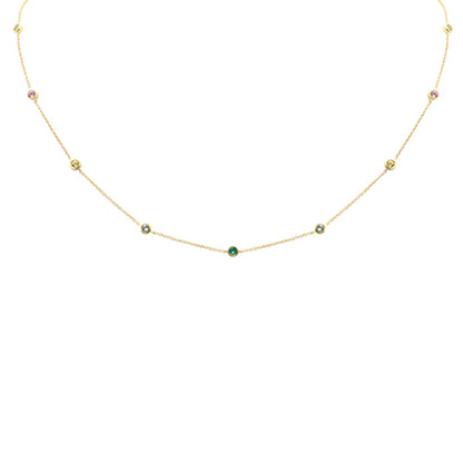 Muse Jewelry .66ct G SI 14K Yellow Gold Multi Color Gemstone Necklace 16+2" Ext