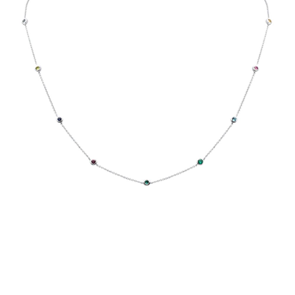 Muse Jewelry .69ct G SI 14K White Gold Multi Color Gemstone Necklace 16 + 2" Ext