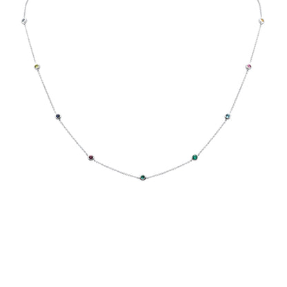 Muse Jewelry .69ct G SI 14K White Gold Multi Color Gemstone Necklace 16 + 2" Ext