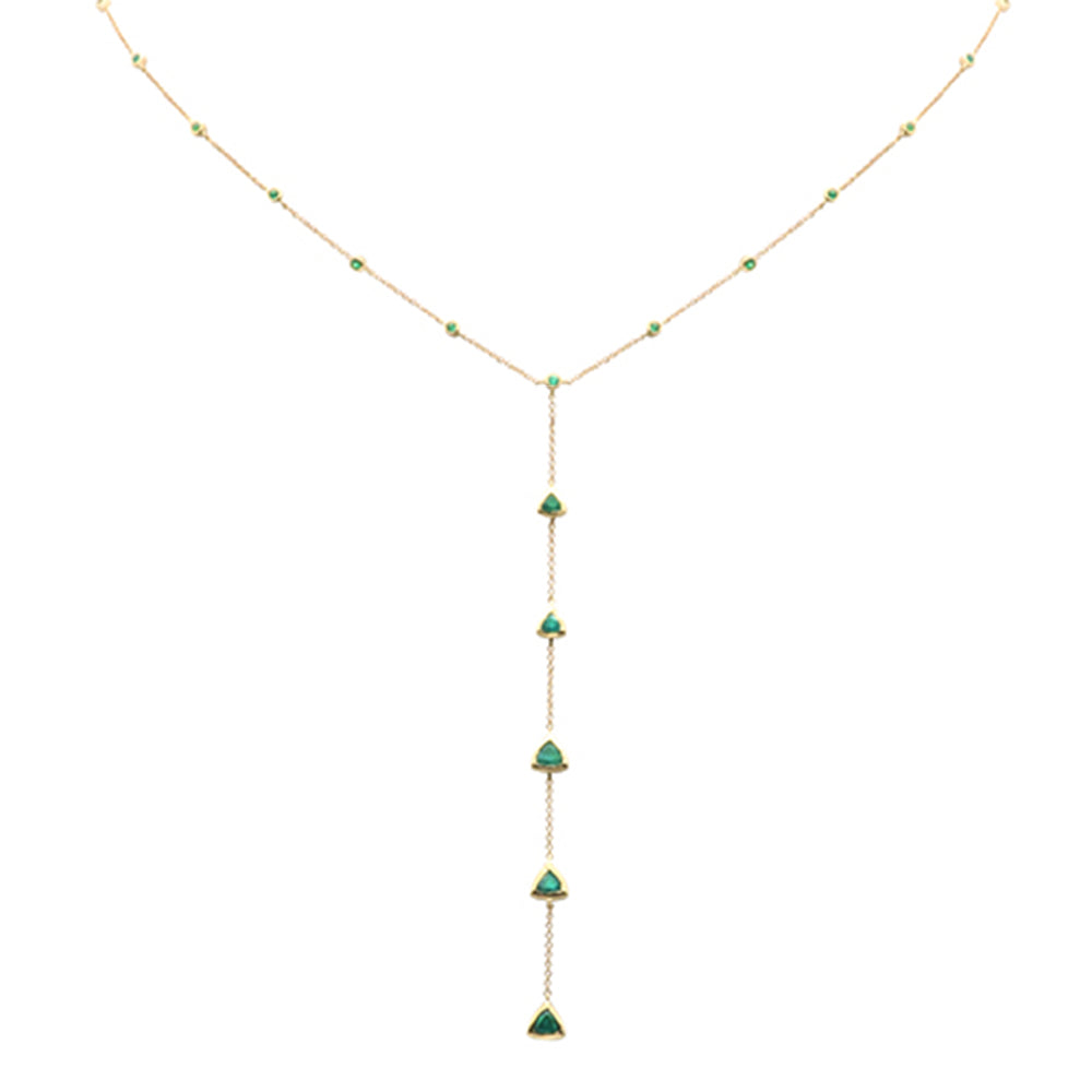 Muse Jewelry 1.29ct G SI 14K Yellow Gold Emerald Gemstone Drop Lariat Necklace 16+2" Ext